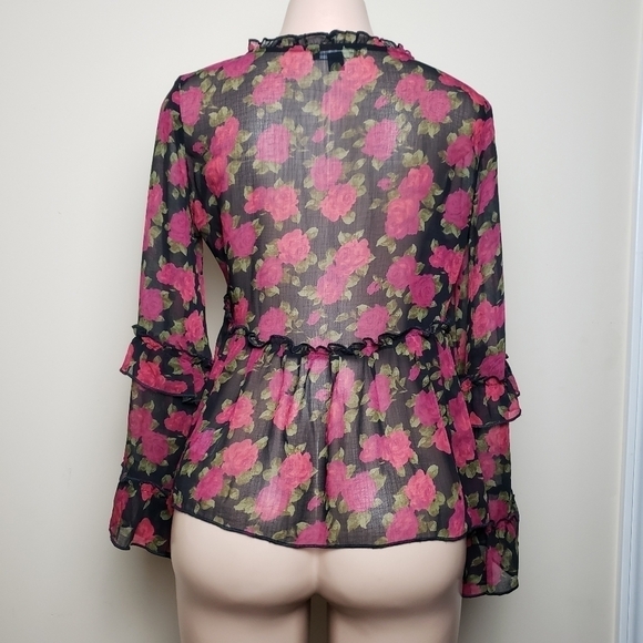 AMERICAN EAGLE Floral Bellowed Sleeved Blouse - Picture 3 of 5